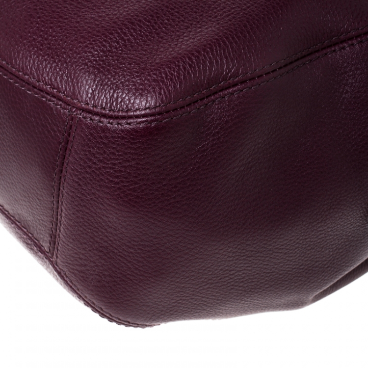 Pre Owned MICHAEL Michael Kors Plum Leather Fulton Shoulder Bag