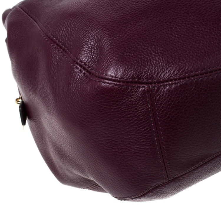 Pre Owned MICHAEL Michael Kors Plum Leather Fulton Shoulder Bag