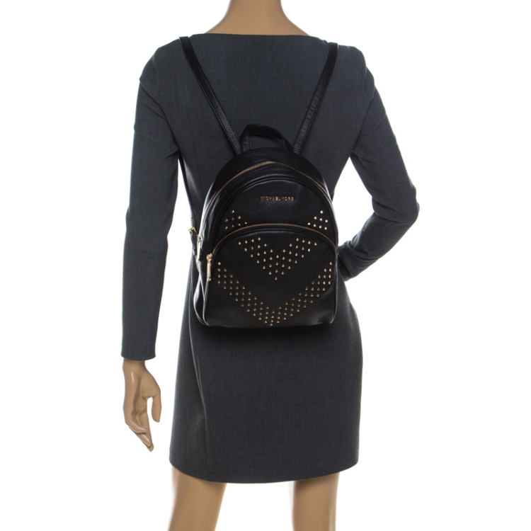 Michael Kors Black Perforated Leather Small Cargo Abbey Backpack Michael  Kors