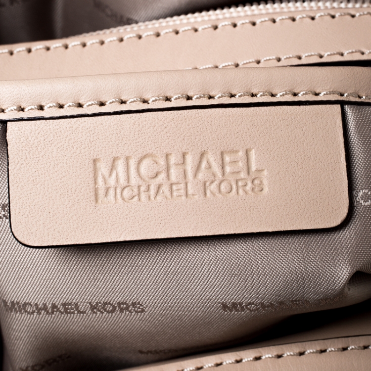 Pre Owned MICHAEL Michael Kors Brown Coated Canvas and Leather Signature Raven Tote 