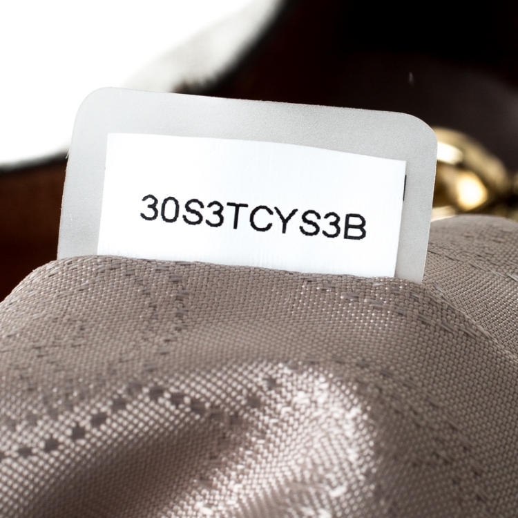 Pre Owned MICHAEL Michael Kors Off White Coated Canvas Cynthia Tote