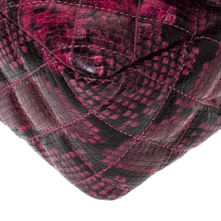 Pre Owned Michael Kors Pink Python Embossed Leather Sloan Flap Shoulder Bag