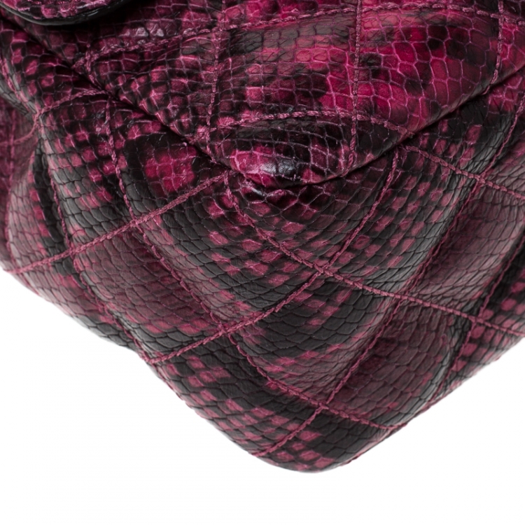 Pre Owned Michael Kors Pink Python Embossed Leather Sloan Flap Shoulder Bag