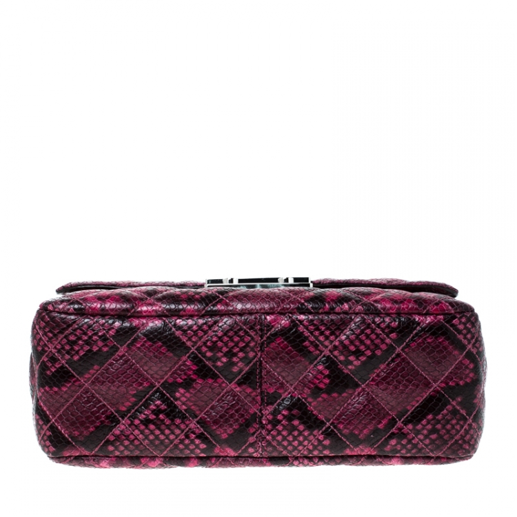 Pre Owned Michael Kors Pink Python Embossed Leather Sloan Flap Shoulder Bag