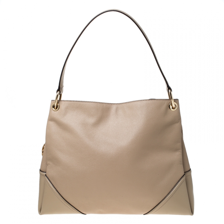 Pre Owned Michael Kors Nude Leather Nicole Shoulder Bag