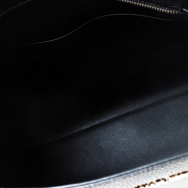 Pre Owned MICHAEL Michael Kors Black Leather Kimberly Bonded Tote