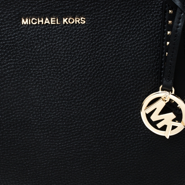 Pre Owned MICHAEL Michael Kors Black Leather Kimberly Bonded Tote