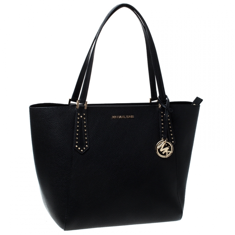 Pre Owned MICHAEL Michael Kors Black Leather Kimberly Bonded Tote