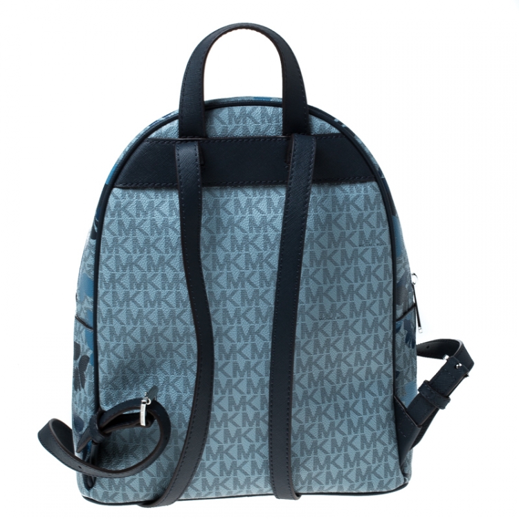 Pre Owned Michael Kors Blue Butterfly Monogram Coated Canvas Medium Abbey Backpack