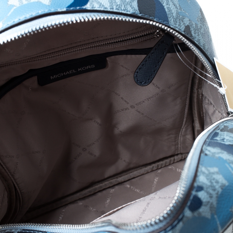 Pre Owned Michael Kors Blue Butterfly Monogram Coated Canvas Medium Abbey Backpack