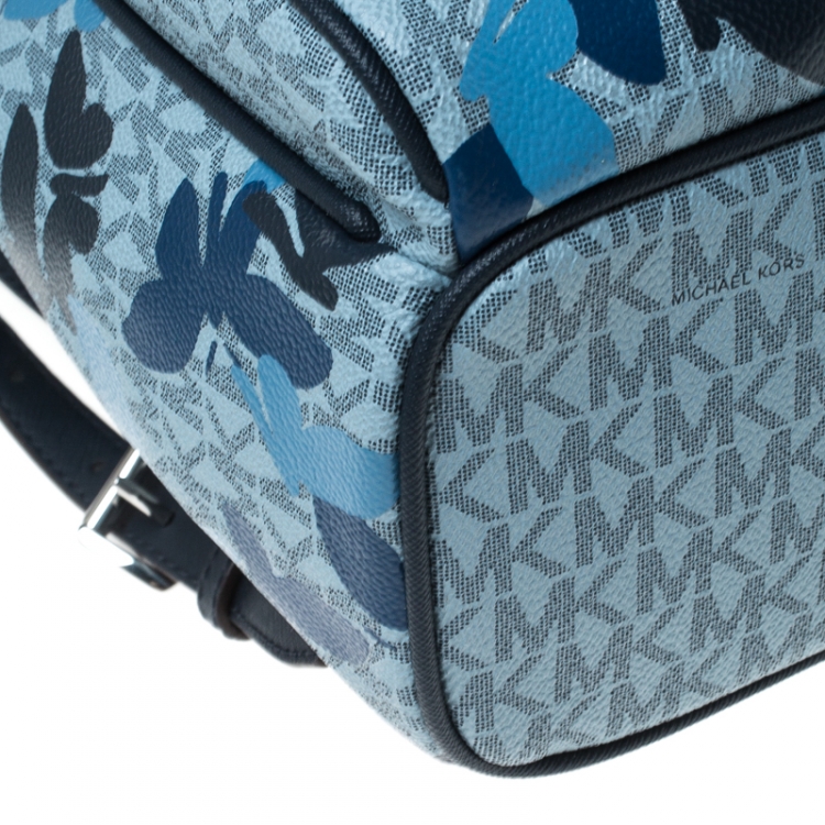 Pre Owned Michael Kors Blue Butterfly Monogram Coated Canvas Medium Abbey Backpack