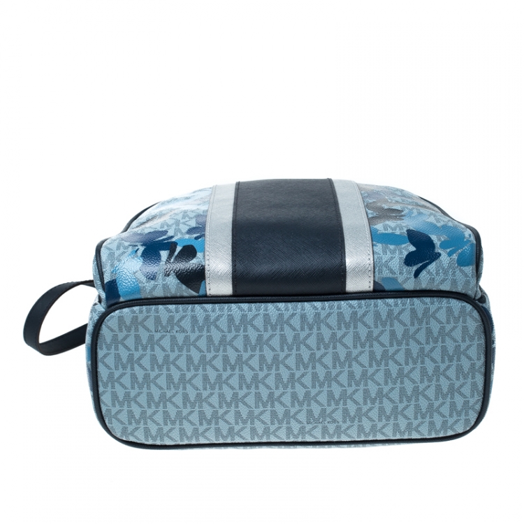 Pre Owned Michael Kors Blue Butterfly Monogram Coated Canvas Medium Abbey Backpack