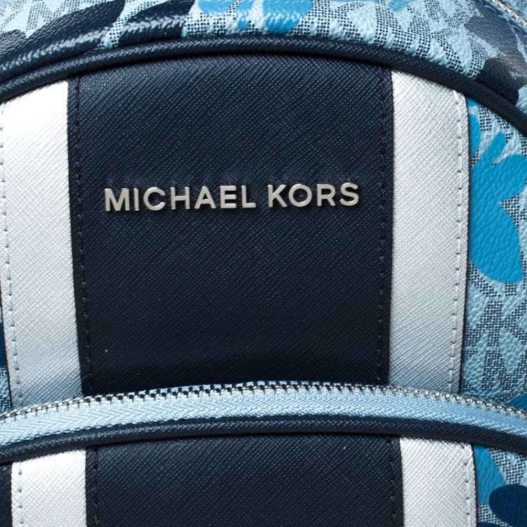 Pre Owned Michael Kors Blue Butterfly Monogram Coated Canvas Medium Abbey Backpack
