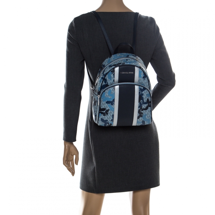 Michael Kors Backpack Bag Navy Blue Pebbled Leather Abbey Medium on OnBuy
