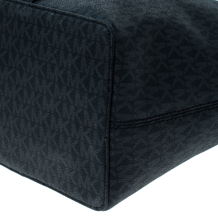 Pre Owned Michael Kors Black Large Coated Canvas Sady Tote 