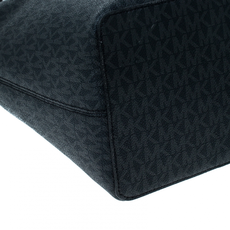 Pre Owned Michael Kors Black Large Coated Canvas Sady Tote 