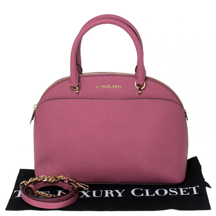 Pre Owned  MICHAEL Michael Kors Pink Saffiano Leather Emmy Satchel