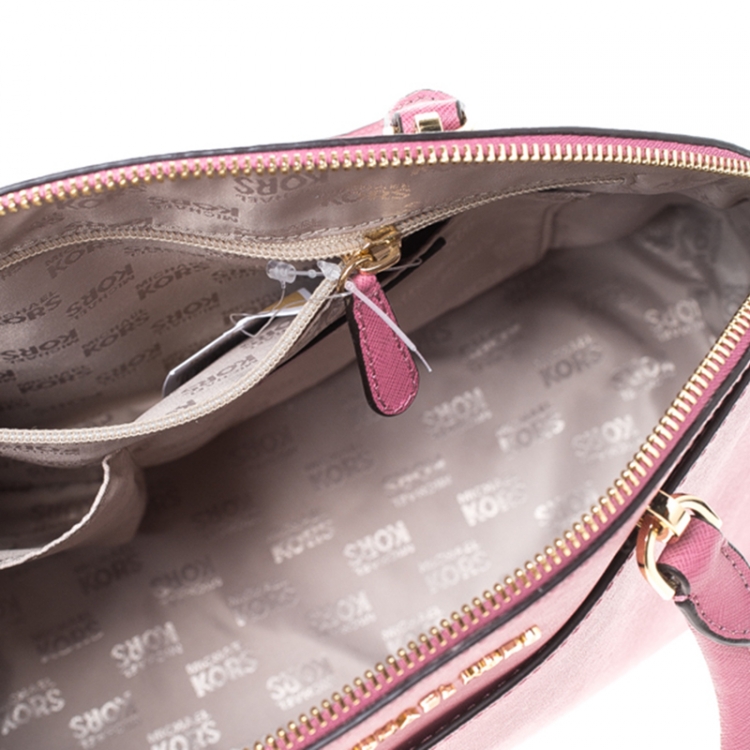 Pre Owned  MICHAEL Michael Kors Pink Saffiano Leather Emmy Satchel