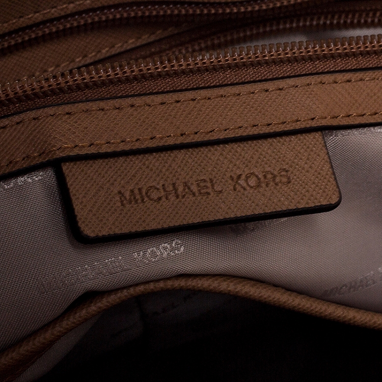 Pre Owned Michael Kors Brown Leather Medium Jet Set Travel Tote