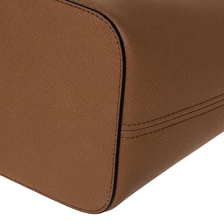 Pre Owned Michael Kors Brown Leather Medium Jet Set Travel Tote