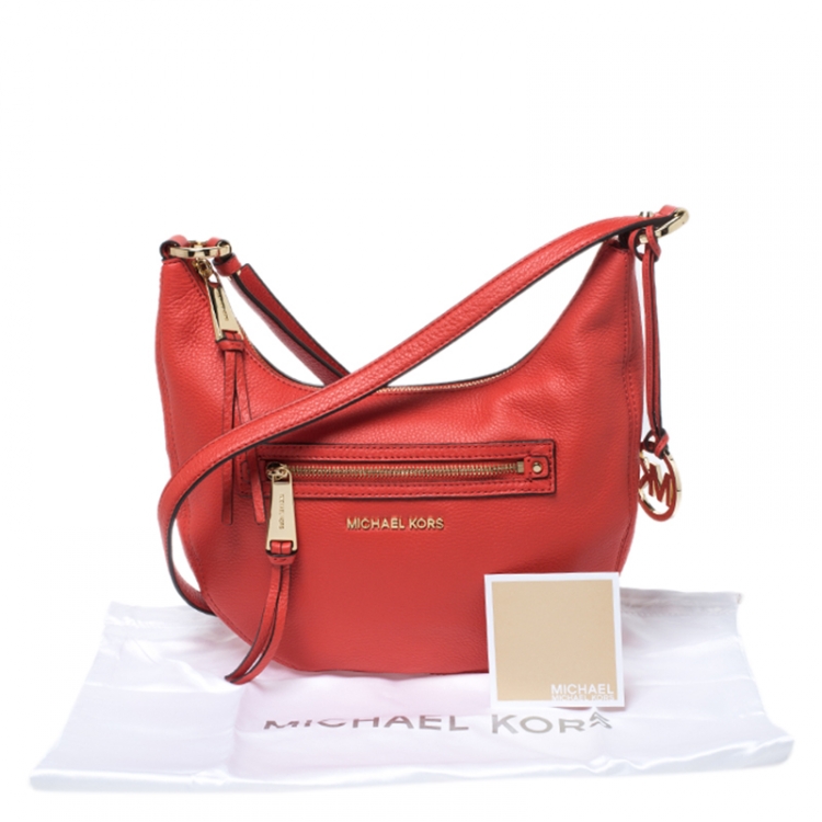 Pre Owned Michael Kors Orange Leather Croossbody Bag 