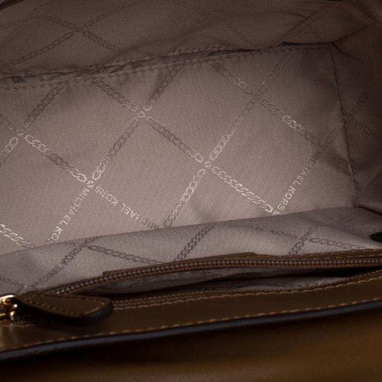 Pre Owned Michael Kors Beige Python Embossed Bleecker Top Handle Bag