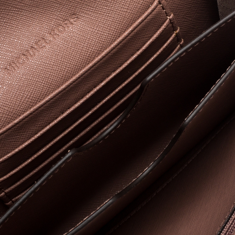 Pre Owned Michael Kors Old Rose Leather Jet Set Crossbody Bag