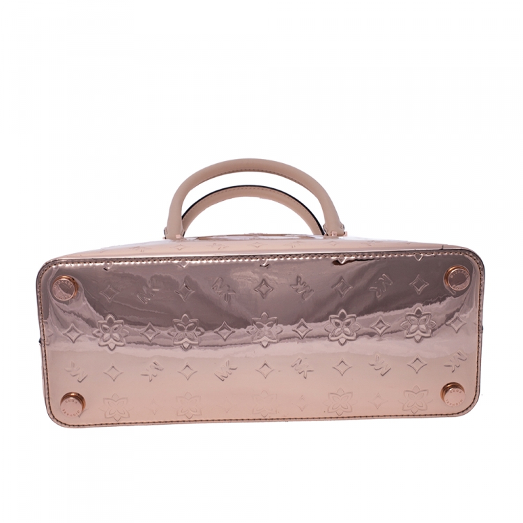 Pre Owned MICHAEL Michael Kors Metallic Rose Gold Mirror Leather Emmy Dome Satchel