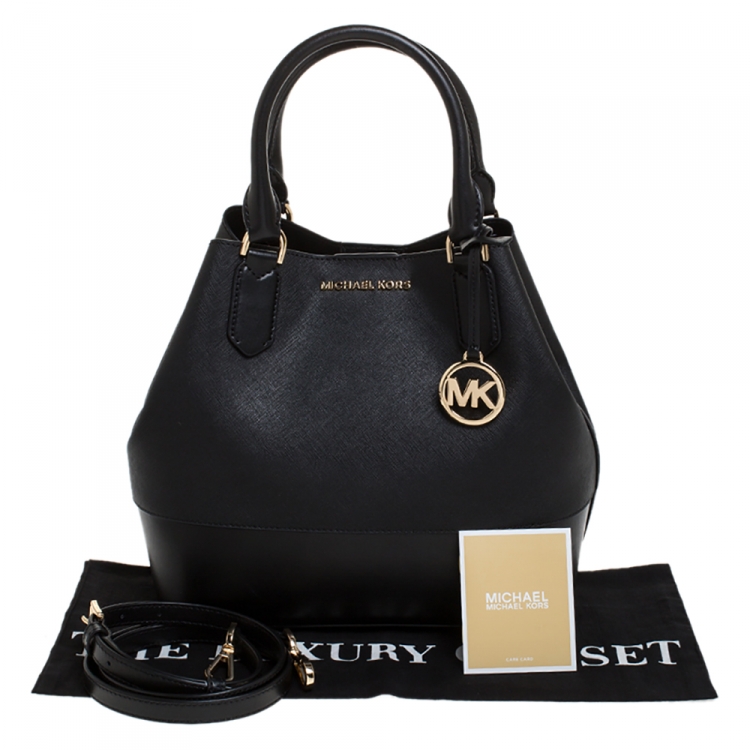 Pre Owned Michael Kors Black Leather Trista Tote