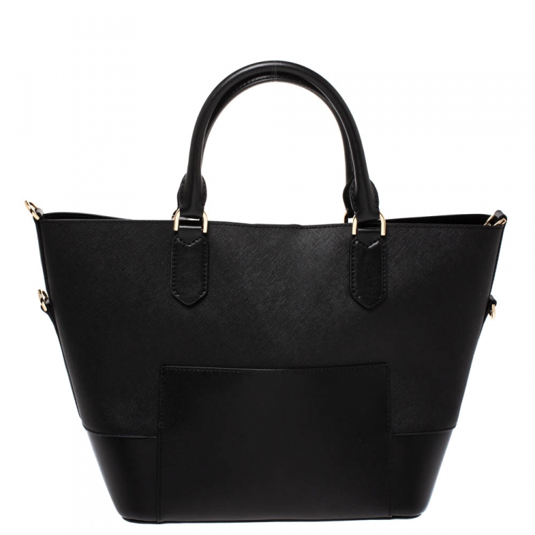 Pre Owned Michael Kors Black Leather Trista Tote