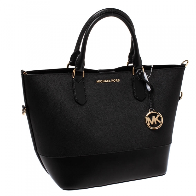 Pre Owned Michael Kors Black Leather Trista Tote