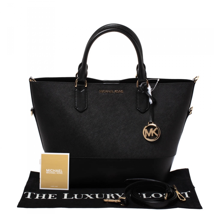 Pre Owned Michael Kors Black Leather Trista Tote