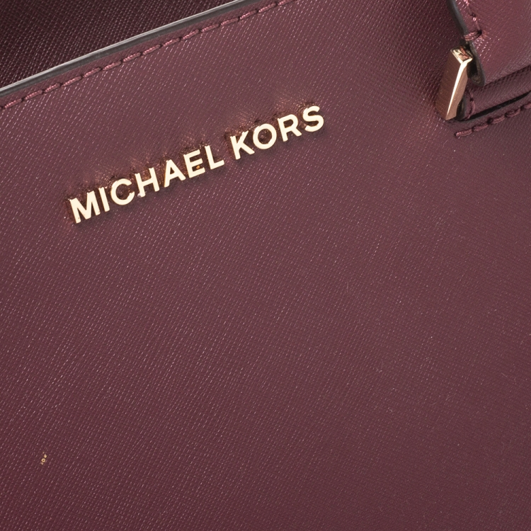 Pre Owned Michael Michael Kors Burgundy Leather Medium Selma Satchel