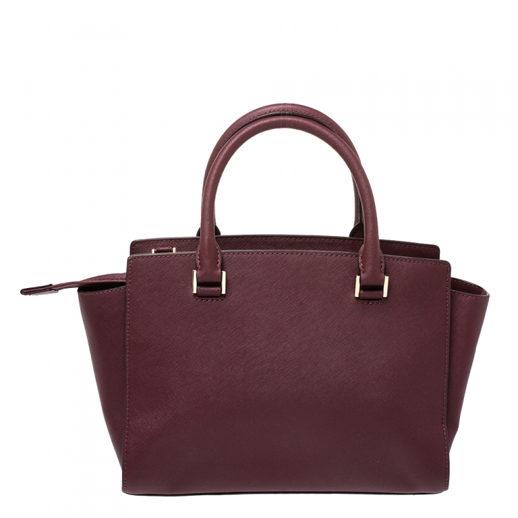 Pre Owned Michael Michael Kors Burgundy Leather Medium Selma Satchel
