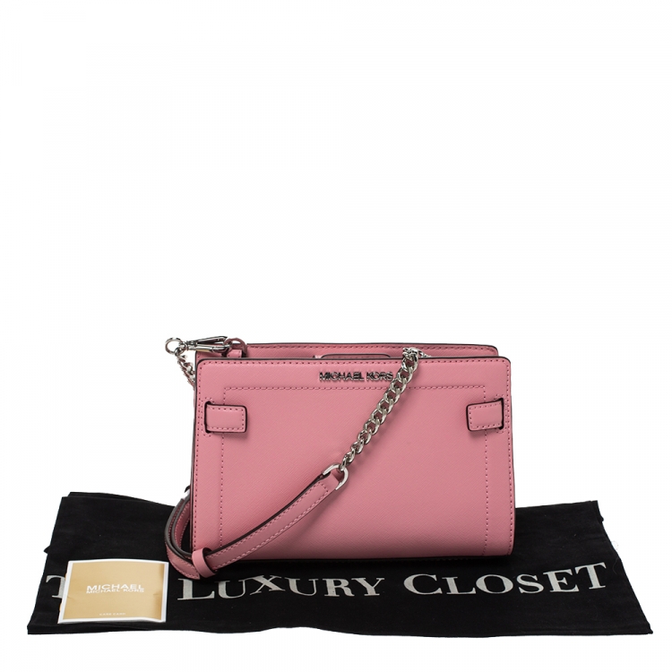 Pre Owned Michael Kors Pink Leather Rayne Crossbody Bag