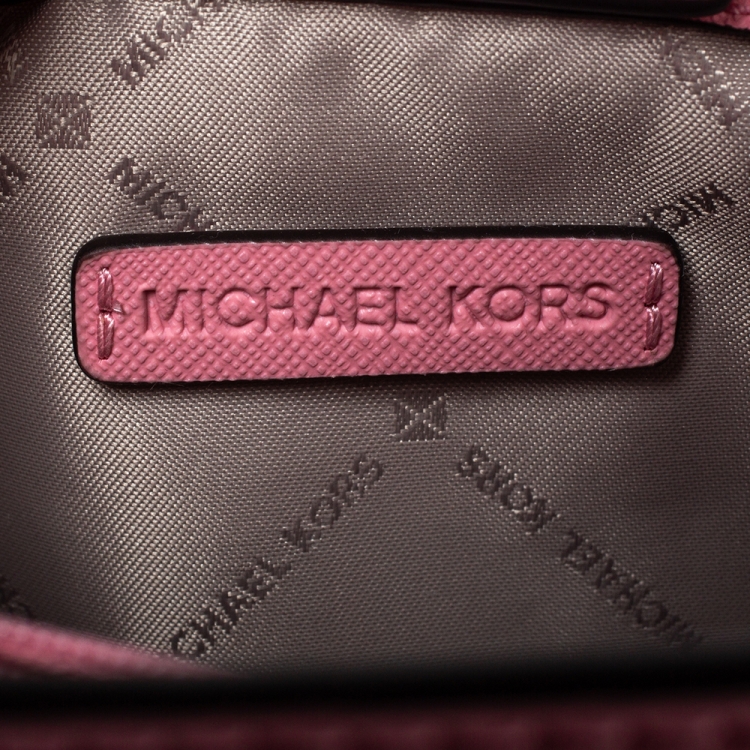 Pre Owned Michael Kors Pink Leather Rayne Crossbody Bag