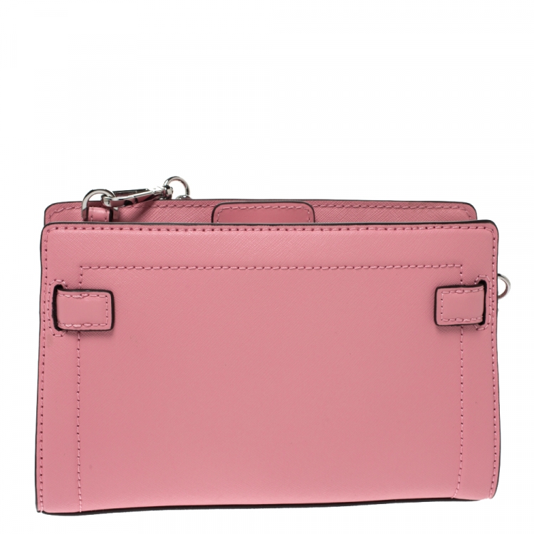Pre Owned Michael Kors Pink Leather Rayne Crossbody Bag