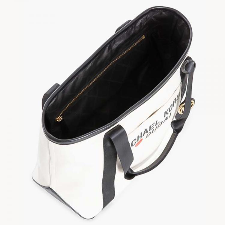 Pre Owned Michael Kors White Canvas Logo Tote Bag