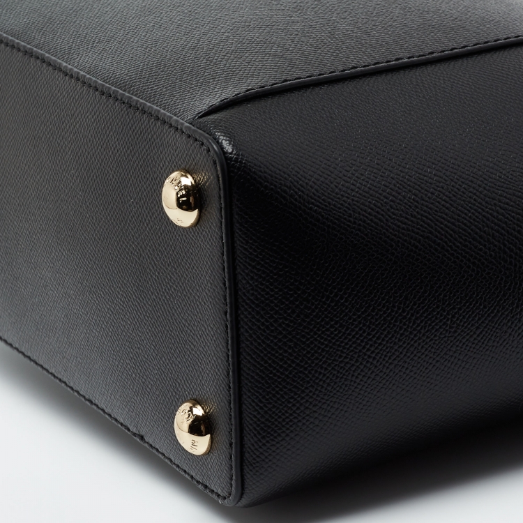 Pre Owned Michael Kors Black Leather Medium Jet Set Tote