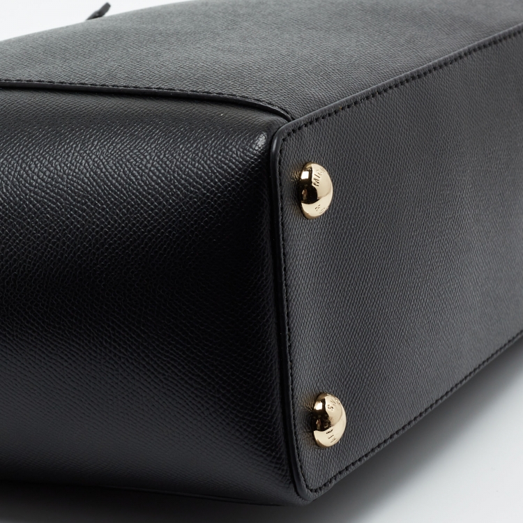 Pre Owned Michael Kors Black Leather Medium Jet Set Tote