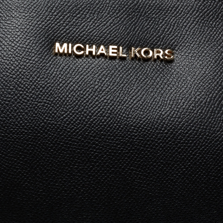 Pre Owned Michael Kors Black Leather Medium Jet Set Tote