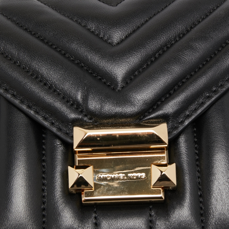 Pre Owned Michael Kors Black Quilted Leather Small Whitney Shoulder Bag