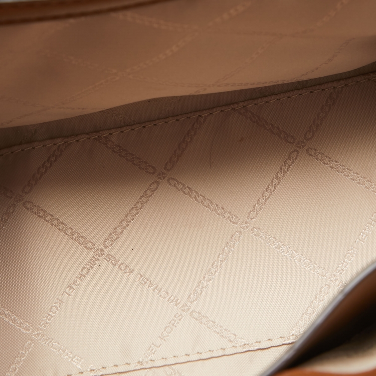 Pre Owned Michael Kors Brown Leather Patchwork Carmen Belted Satchel