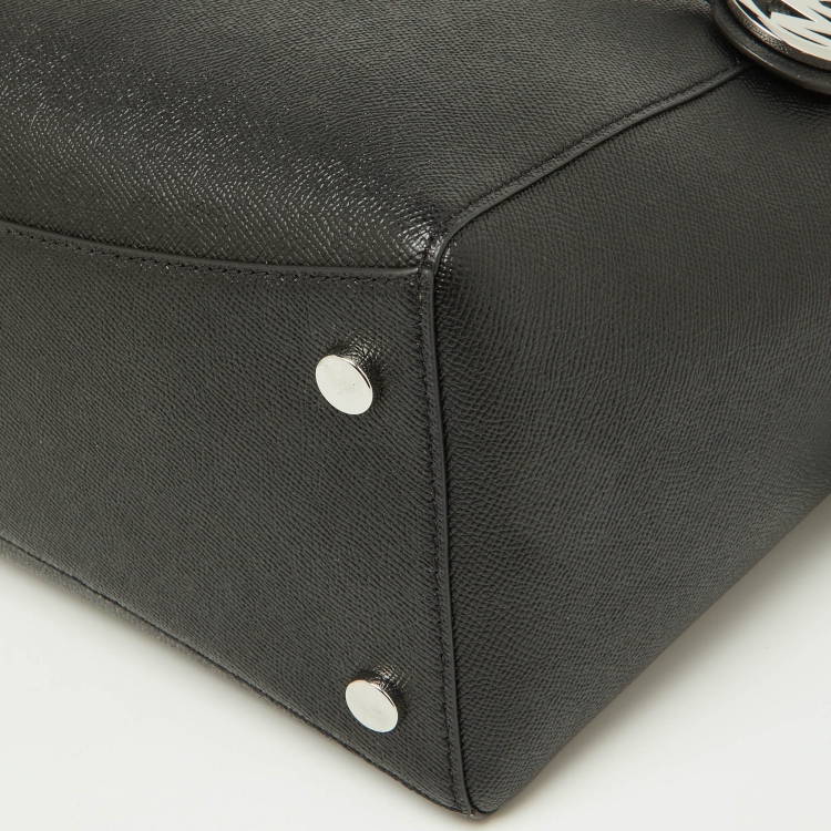 Pre Owned Michael Kors Black Leather Voyager Tote 