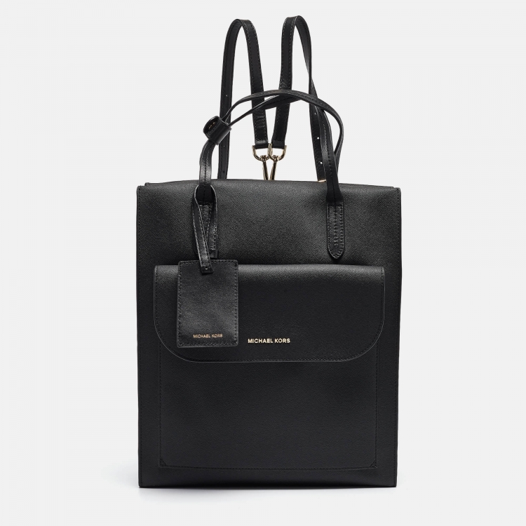 Pre Owned Michael Kors Black Coated Canvas Penny Commuter Backpack