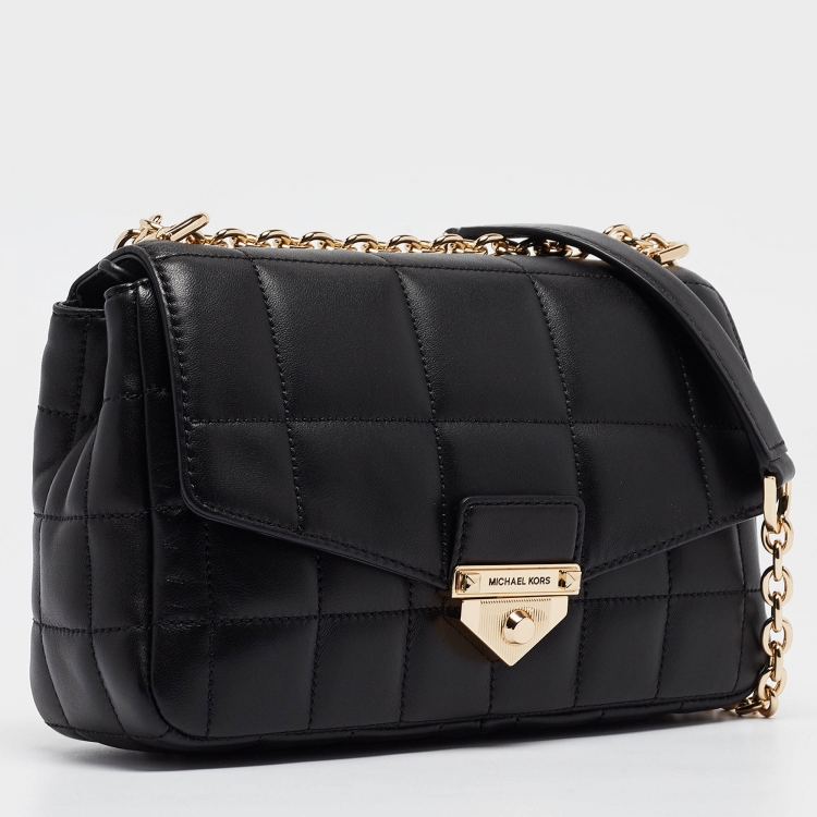 Pre Owned Michael Kors Black Quilted Leather Large Soho Chain Shoulder Bag