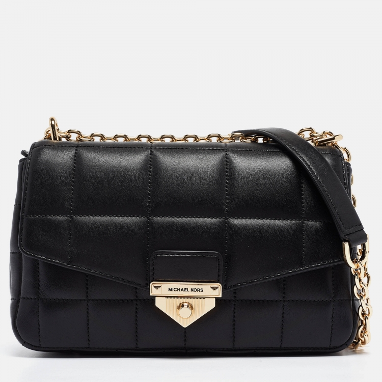 Pre Owned Michael Kors Black Quilted Leather Large Soho Chain Shoulder Bag