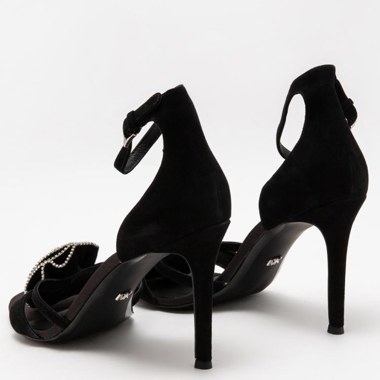 Pre Owned Michael Kors Black Suede Ankle Strap Sandals Size EU 39