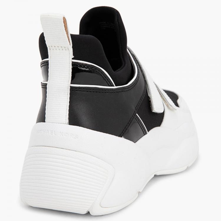 Pre Owned Michael Kors Black Leather and Canvas Kelly Trainer Sneakers Size EU 39