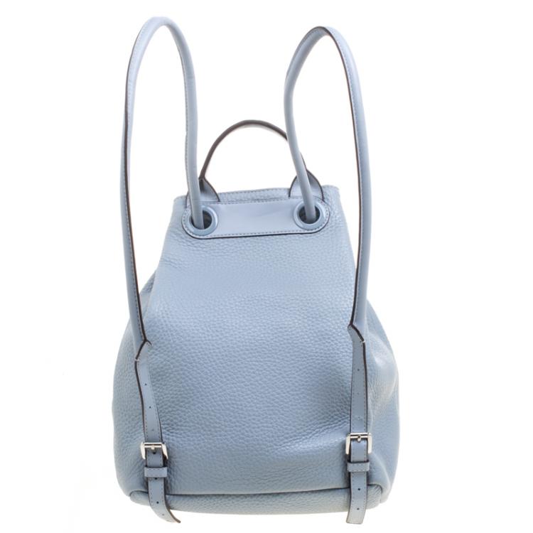 Pre Owned Michael Kors Powder Blue Leather Dalia Drawstring Backpack